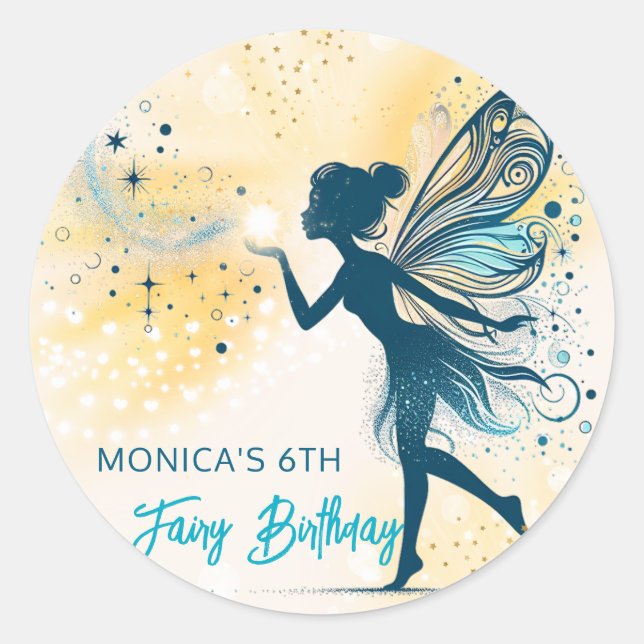 Magic Fairy dust and stars kids birthday Classic Round Sticker (Front)