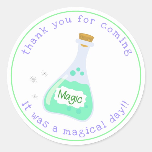 Magic Fairy Party | Girl's Birthday "Thank You' Classic Round Sticker (Front)