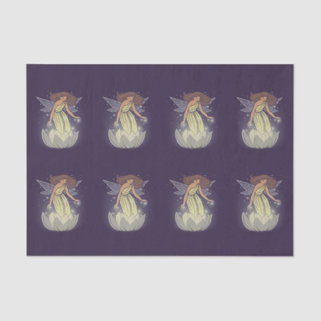 Magic Fairy White Flower Glow Fantasy Art Tissue Paper (Front)