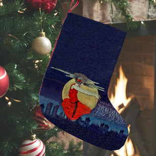 Magic Floating Woman Moon Night Sky Witch Small Christmas Stocking