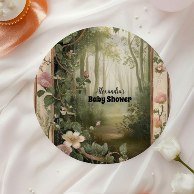 Magic Floral Forest Baby Shower Paper Plate (Creator Uploaded)
