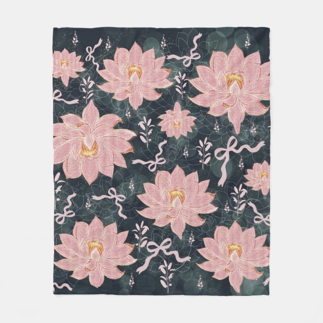 Magic florals with glitter design  fleece blanket (Front)