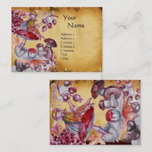 MAGIC FOLLET OF MUSHROOMS Antique Parchment Business Card