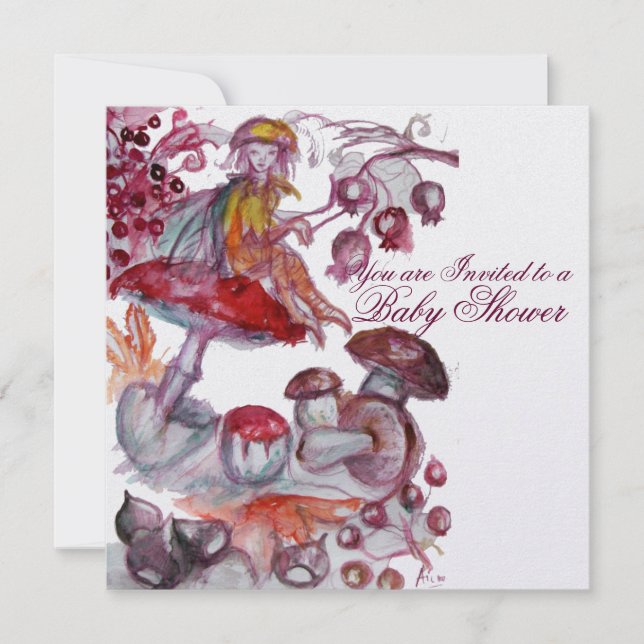 MAGIC FOLLET OF MUSHROOMS BABY SHOWER INVITATION (Front)