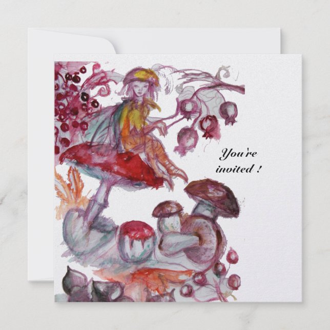 MAGIC FOLLET OF MUSHROOMS ice white purple red Invitation (Front)