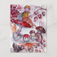 MAGIC FOLLET OF MUSHROOMS Red White Floral Fantasy