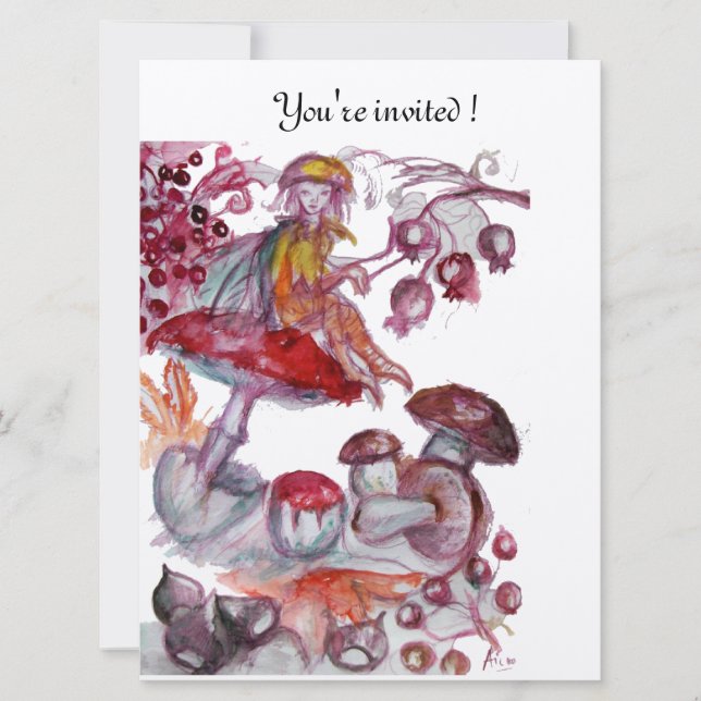 MAGIC FOLLET OF MUSHROOMS silver Invitation (Front)