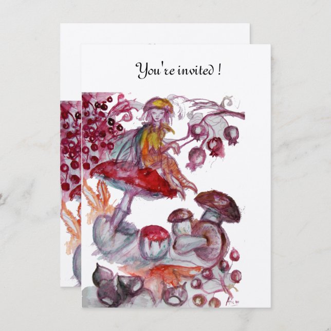 MAGIC FOLLET OF MUSHROOMS silver Invitation (Front/Back)