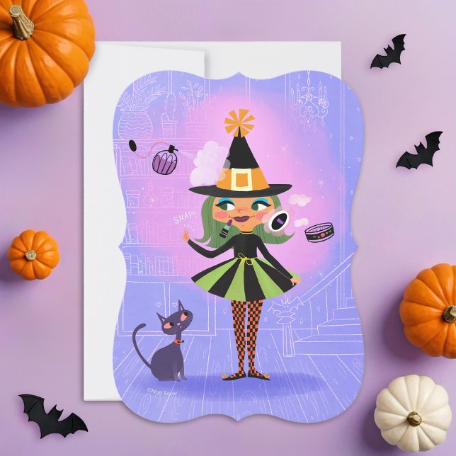 Magic Green Hair Witch Lavender & Pink DIY Blank Invitation (Creator Uploaded)