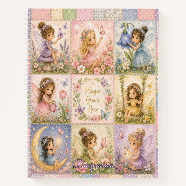 Magic Grows Here Enchanted Fairy Garden Butterfly  Notebook (Front)