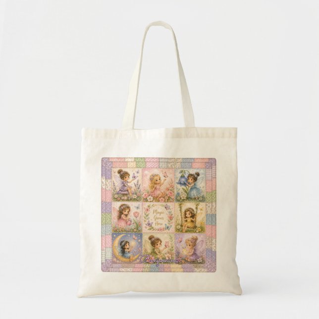 Magic Grows Here Whimsical Fairy Garden Butterfly  Tote Bag (Front)