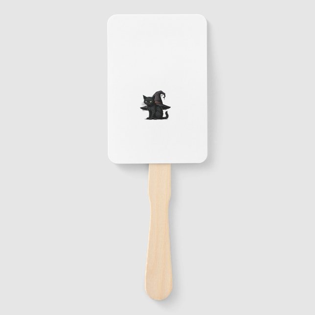 Magic Halloween Cat Classic T-Shirt Hand Fan (Front)