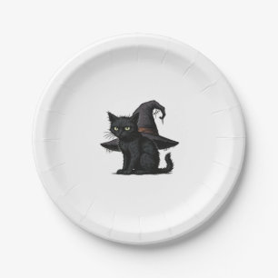 Magic Halloween Cat Classic T-Shirt Paper Plate