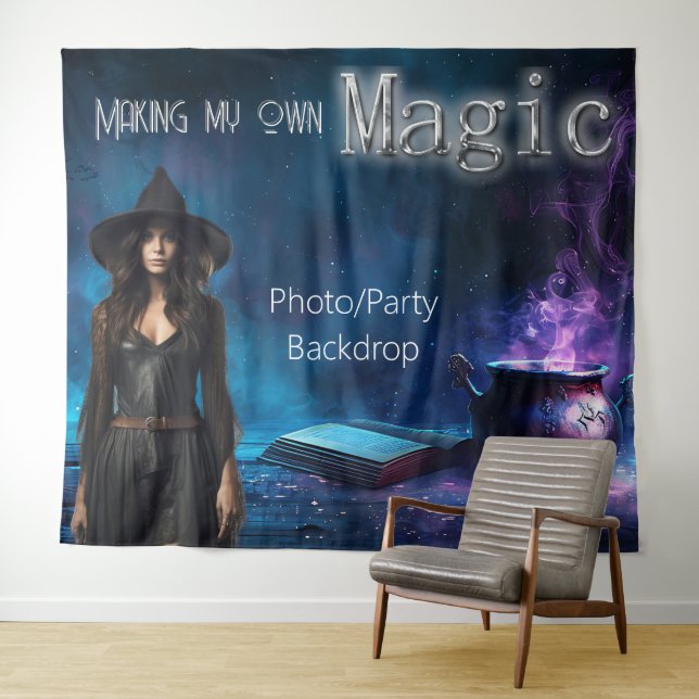 Magic Halloween Party Witchy Star Shot Backdrop Tapestry (In Situ (Horizontal))