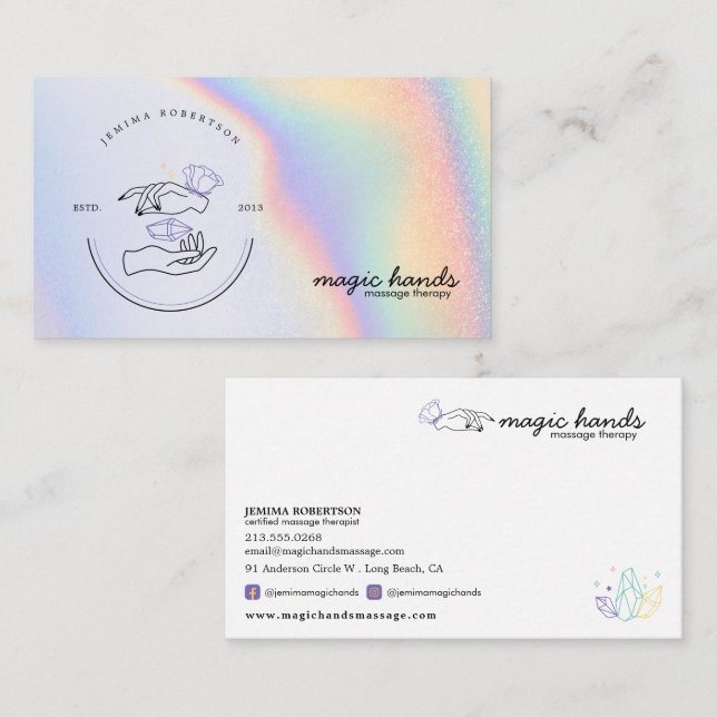 Magic Hands Massage Therapist Esoteric Business Ca Business Card (Front/Back)