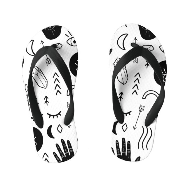Magic hands, moon, ethnic pattern. kid's jandals (Footbed)