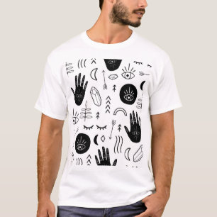 Magic hands, moon, ethnic pattern. T-Shirt