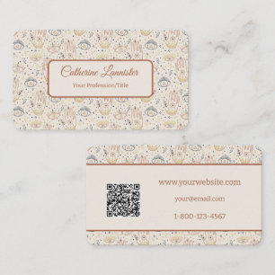 Magic Hands With Eyes in Pastel QR Code Business Card