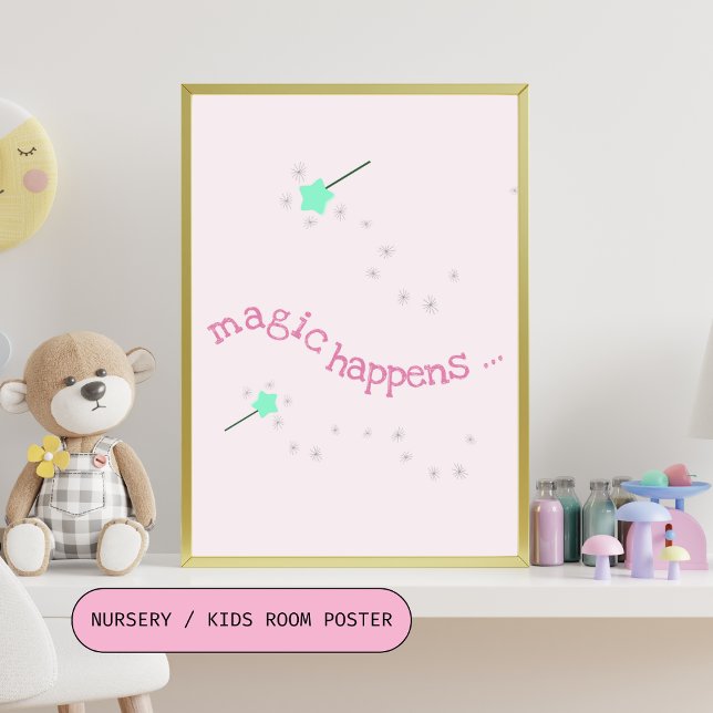 Magic happens - Blush Pink Magic Fairy Wands Poster (Creator Uploaded)