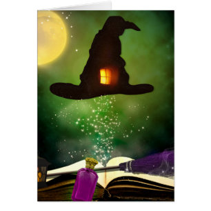 Magic Hat & Magical Spell Book Whimsical Halloween