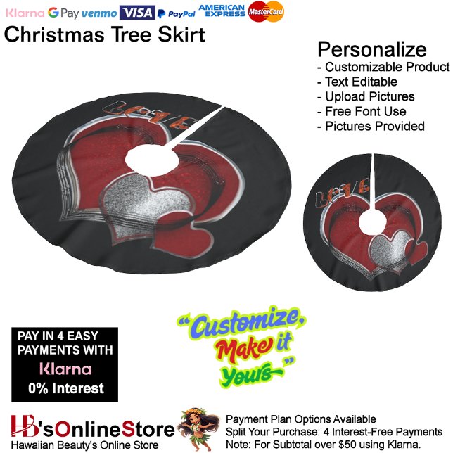 Magic Heart Black Tree Skirt (Magic Heart Tree Skirt with Black Background.)