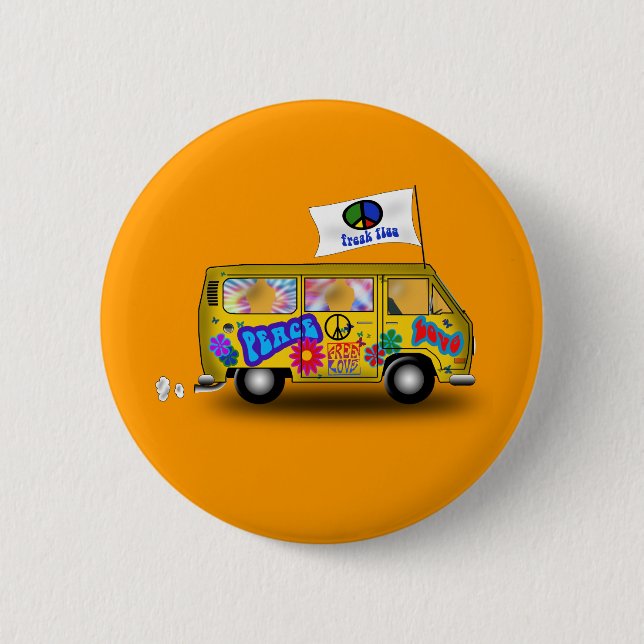 Magic Hippie Van 6 Cm Round Badge (Front)