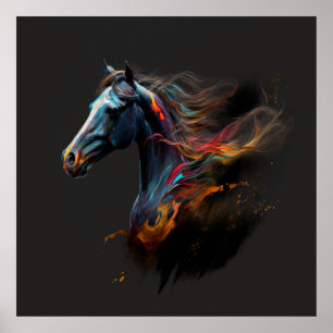 Magic Horse, Abstract Colors , Art Print Wall