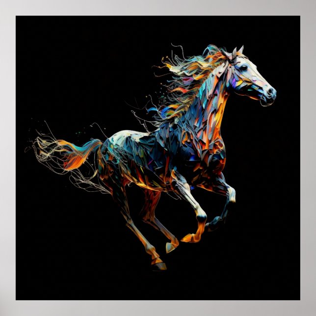 Magic Horse, Abstract Colours , Art Print Wall (Front)