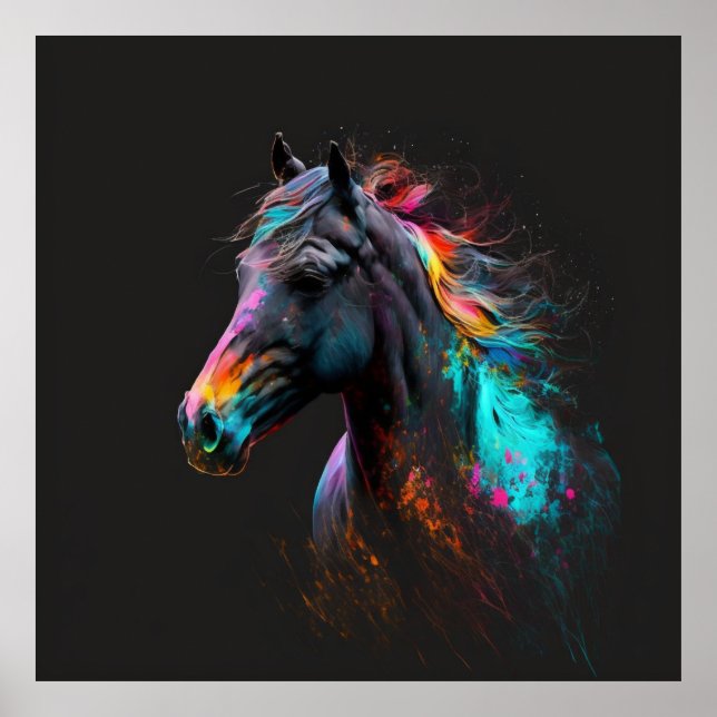 Magic Horse, Abstract Colours , Art Print Wall (Front)