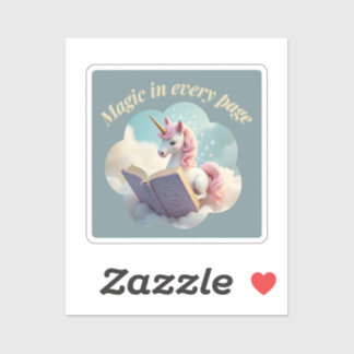 Magic in Every Page - Cute Unicorn Sticker