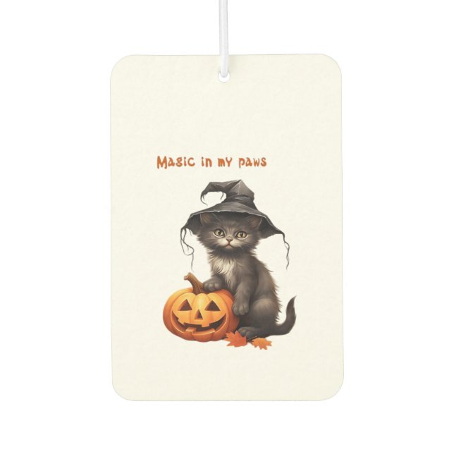 Magic in My Paws � Halloween Cat Design Classic T- Car Air Freshener (Front)
