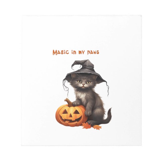 Magic in My Paws � Halloween Cat Design Classic T- Notepad (Front)