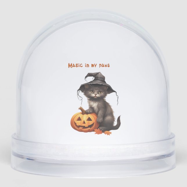 Magic in My Paws � Halloween Cat Design Classic T- Snowglobe (Front)