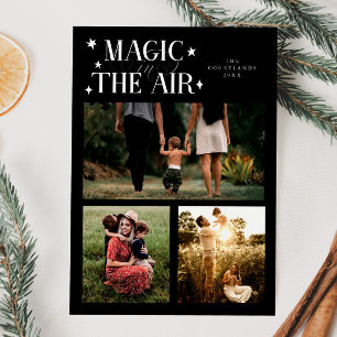 Magic In The Air Multi Photo Black Holiday Card