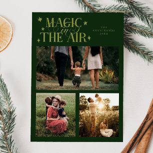 Magic In The Air Multi Photo Green Holiday Card