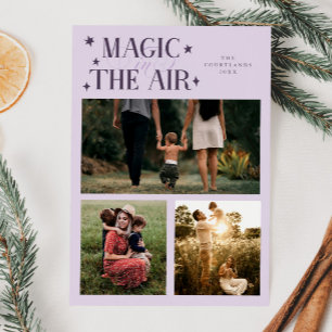 Magic In The Air Multi Photo Purple Holiday Card