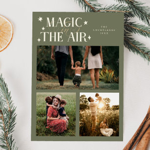 Magic In The Air Multi Photo Sage Green Holiday Card