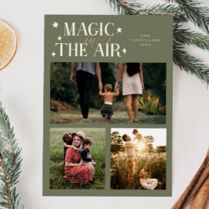 Magic In The Air Multi Photo Sage Green Holiday Card