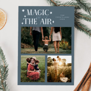 Magic In The Air Multi Photo Slate Blue Holiday Card