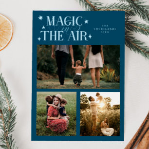 Magic In The Air Multi Photo Teal Holiday Card