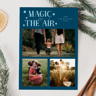 Magic In The Air Multi Photo Teal Holiday Card