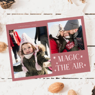Magic In The Air Pink Multi Photo Holiday Card