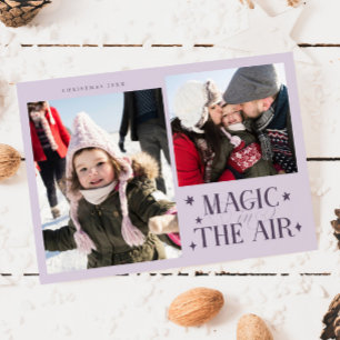 Magic In The Air Purple Multi Photo Holiday Card