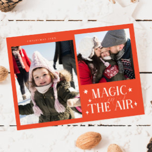 Magic In The Air Retro Red Photo Holiday Card