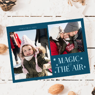 Magic In The Air Teal Multi Photo Holiday Card