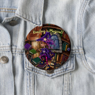 Magic In the Library 'Reading is Magical' 10 Cm Round Badge
