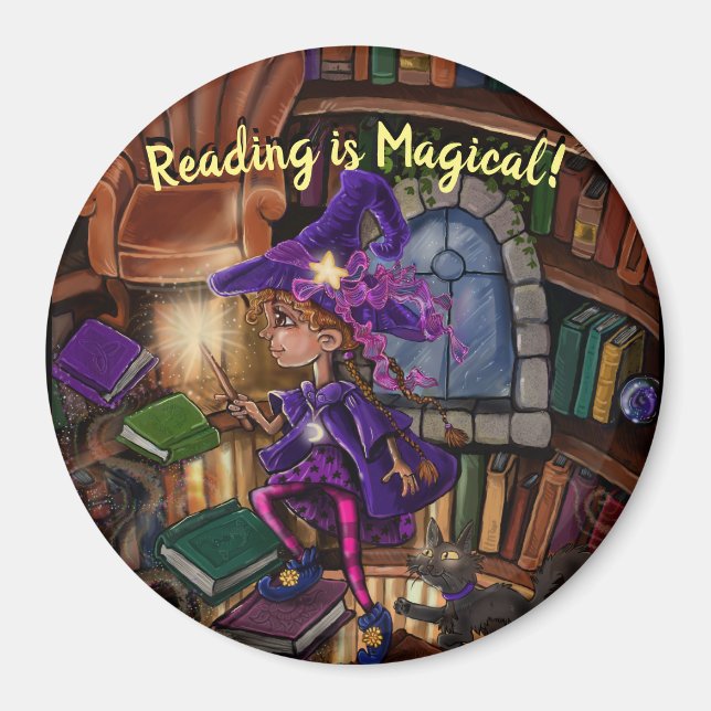 Magic In the Library 'Reading is Magical' Magnet (Front)