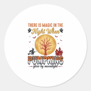 Magic in the Night Halloween Pumpkins Vintage Desi Classic Round Sticker