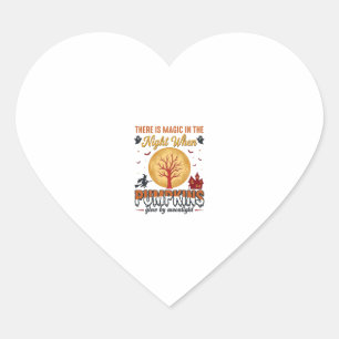 Magic in the Night Halloween Pumpkins Vintage Desi Heart Sticker