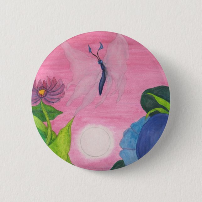 Magic Insect Butterfly Transformation Illustration 6 Cm Round Badge (Front)
